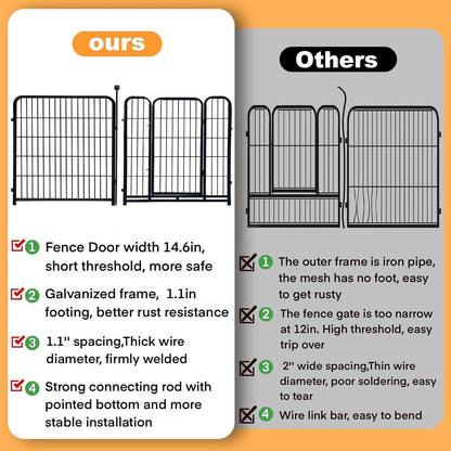 Dog Playpen 24 inch(H) 8 Panels Dog Fence Outdoor for Yard. Wide Door Low Threshold，Metal Dog Pen