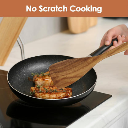 comfoyar Teak Wooden Spoons for Cooking, 7 Pieces Kitchen Cooking Utenails Set with Spatula and