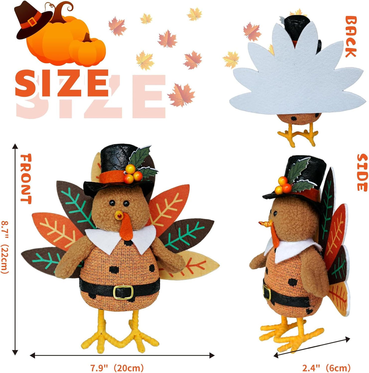 CRCZK Thanksgiving Turkey Decoration Fall Harvest Tabletop Decor Standing turkey with Dangling