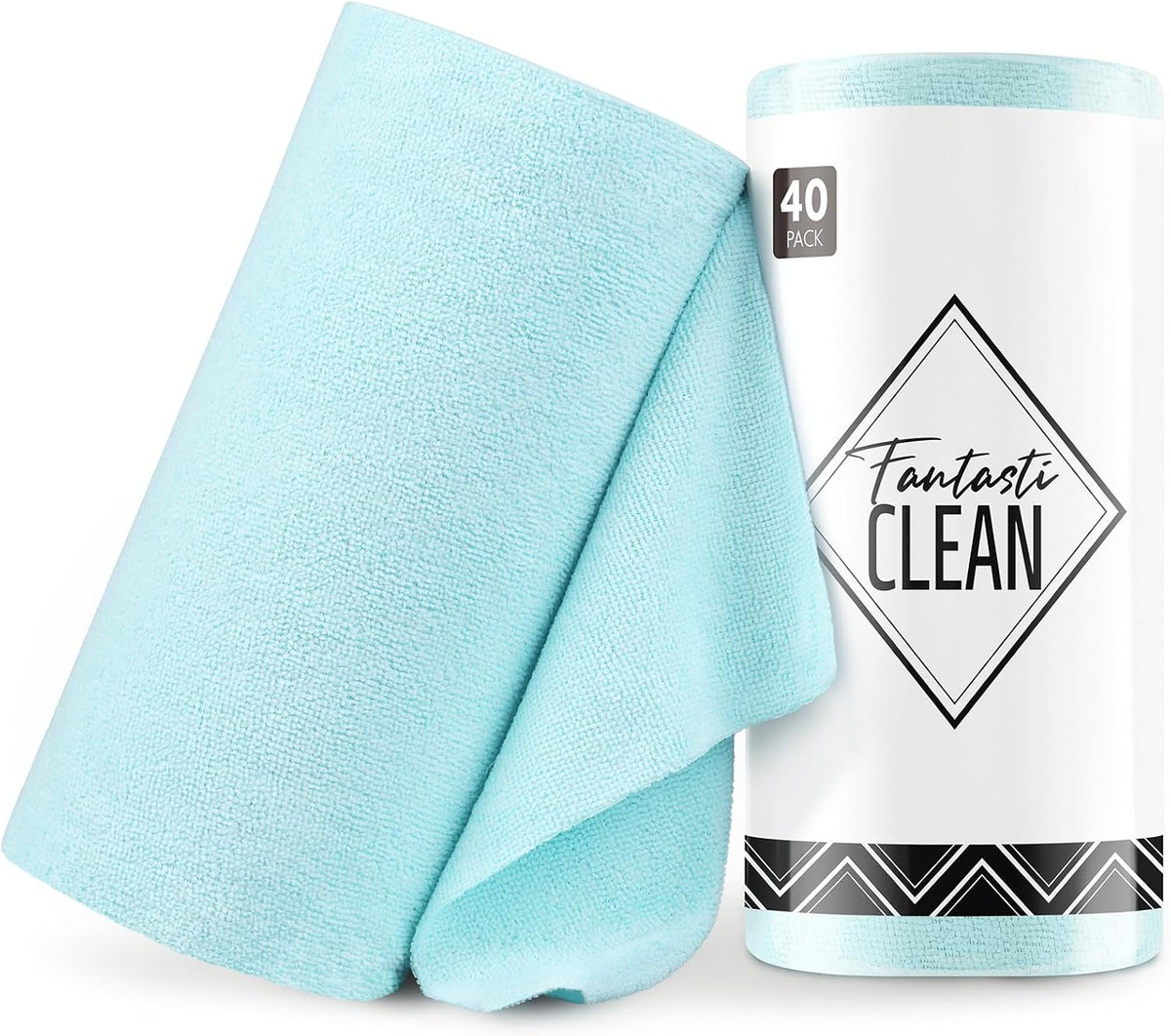Fantasticlean Microfiber Cleaning Cloth Roll -40 Pack, Tear Away Microfiber Towels, 12" x 12"