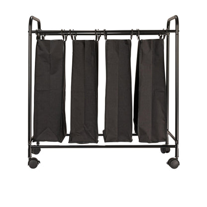 Household Essentials Rolling Laundry Sorter, 4 Bag Laundry Sorter Cart with Washable and Removable