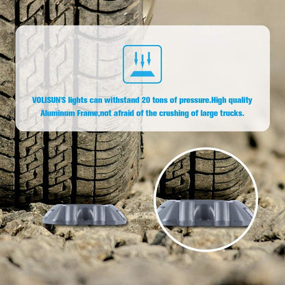 VOLISUN Solar Deck Lights, 12-Pack Led IP67 Waterproof Outdoor Warning Step Lights for Driveway