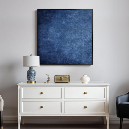 Large Framed Navy Blue Modern Abstract Wall Art for Living Room, Canvas Paintings Artwork for