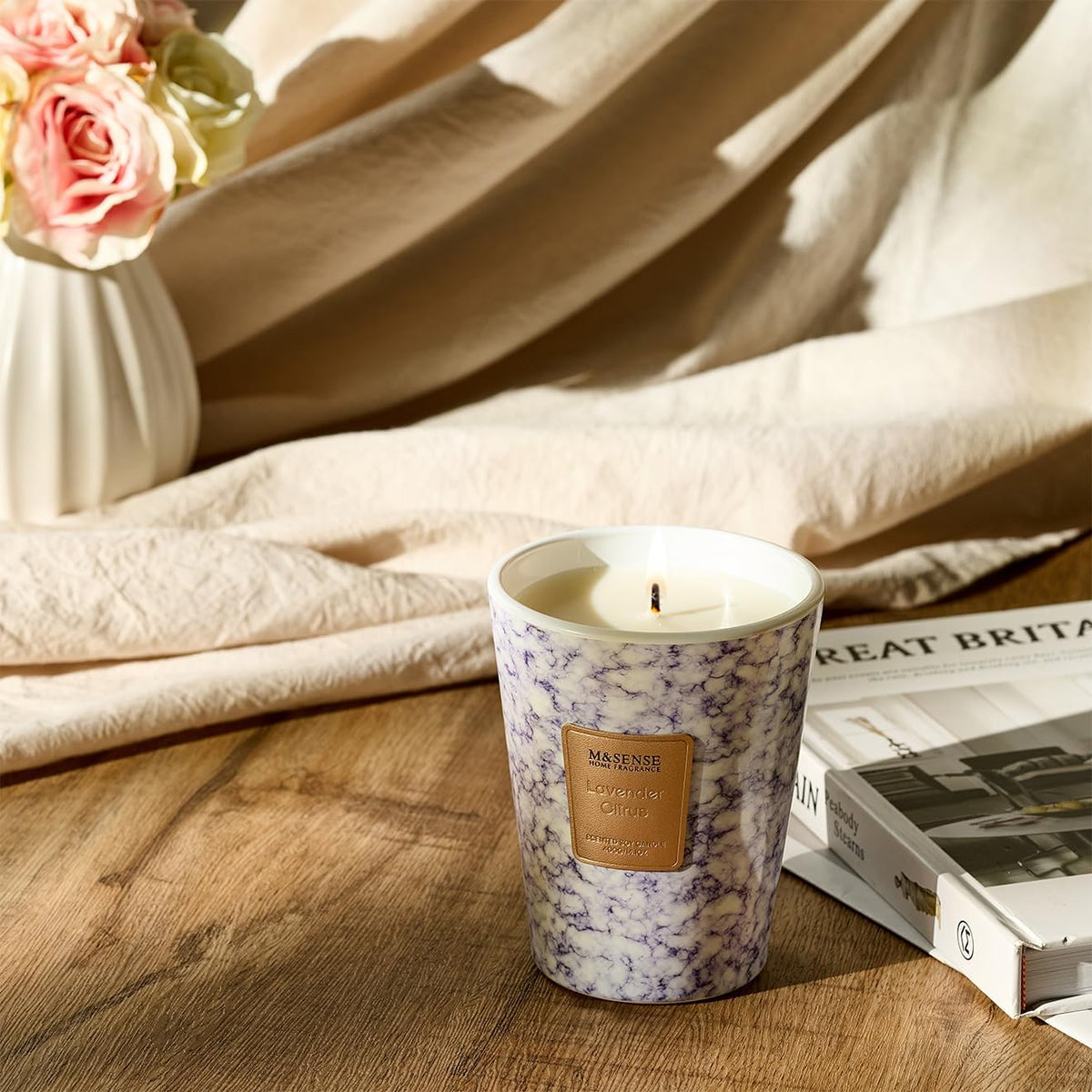 M&SENSE LavenderCitrus Scented Candles for Home, Lead-Free Wick Highly Scented Jar Candles, 14.1 Oz