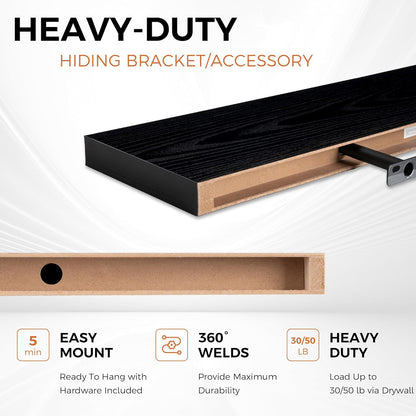 Floating Shelves for Wall, 48 Inch Floating Shelves for Home Decor, Wall Mounted Rustic Wood