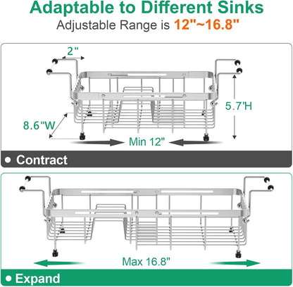 GSlife Expandable in Sink Dish Drying Rack Small with Silicone Mat - Stainless Steel Capacity
