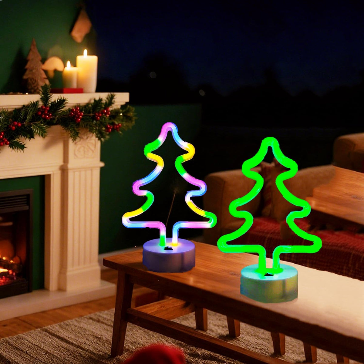 Christmas Tree Neon Light Signs for Bedroom Bedside Dorm Wall Decor,Neon Light up Christmas Decor