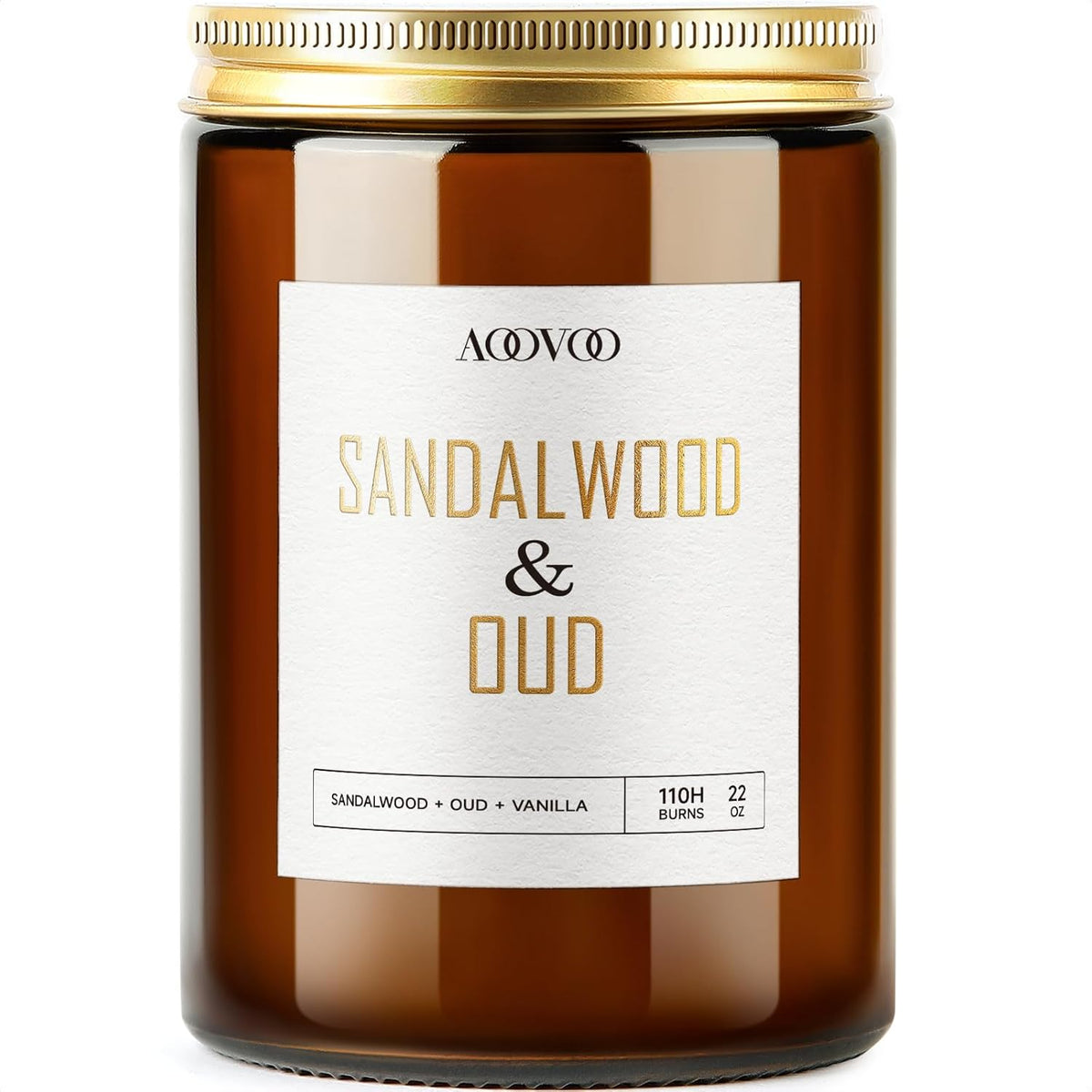 AOOVOO Sandalwood Oud Candle - Large Scented Candles 22oz, Soy Candles, Aromatherapy Candle, Soy