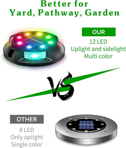 Biling Solar Pathway Lights - 8 Pack Multi Color Outdoor Uplight Sidelight Ground Lights for Yard