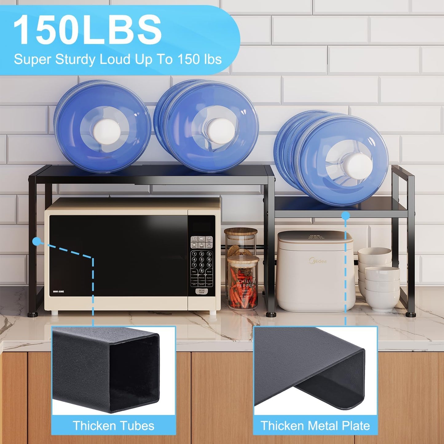 44.3 Inches Expandable Metal Storage Shelves,150LBS Heavy Duty Shelving Units and Storage For