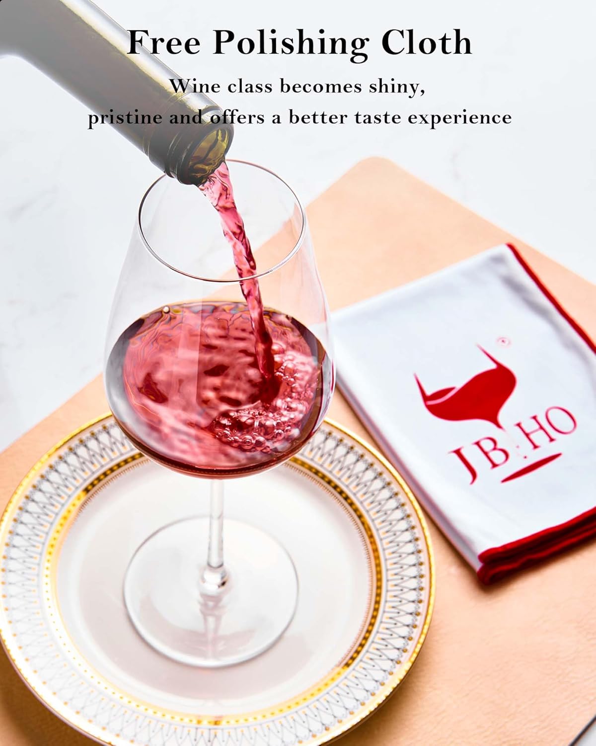 JBHO Hand Blown Italian Style Crystal Bordeaux Wine Glasses - Great Gift Packaging - Red Wine