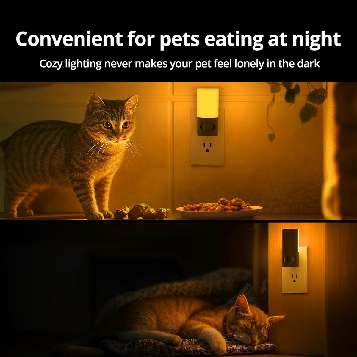 Lyridz Plug-in LED Amber Night Light with Motion Sensor, Rotatable, Dimmable Backlit Nightlight