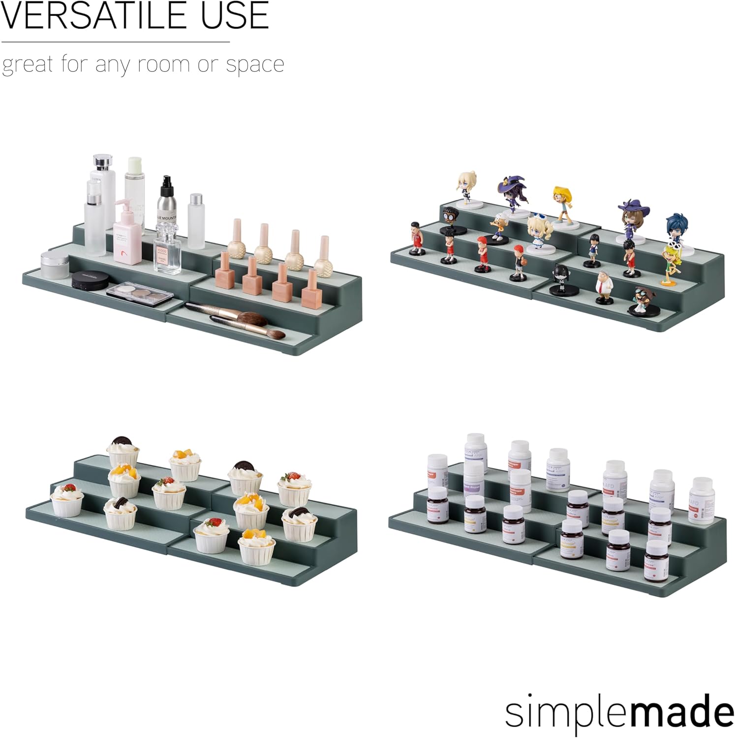 SIMPLEMADE 3-Tier Spice Rack Organizer - Versatile Storage Shelf for Kitchen, Bathroom, Bedroom &