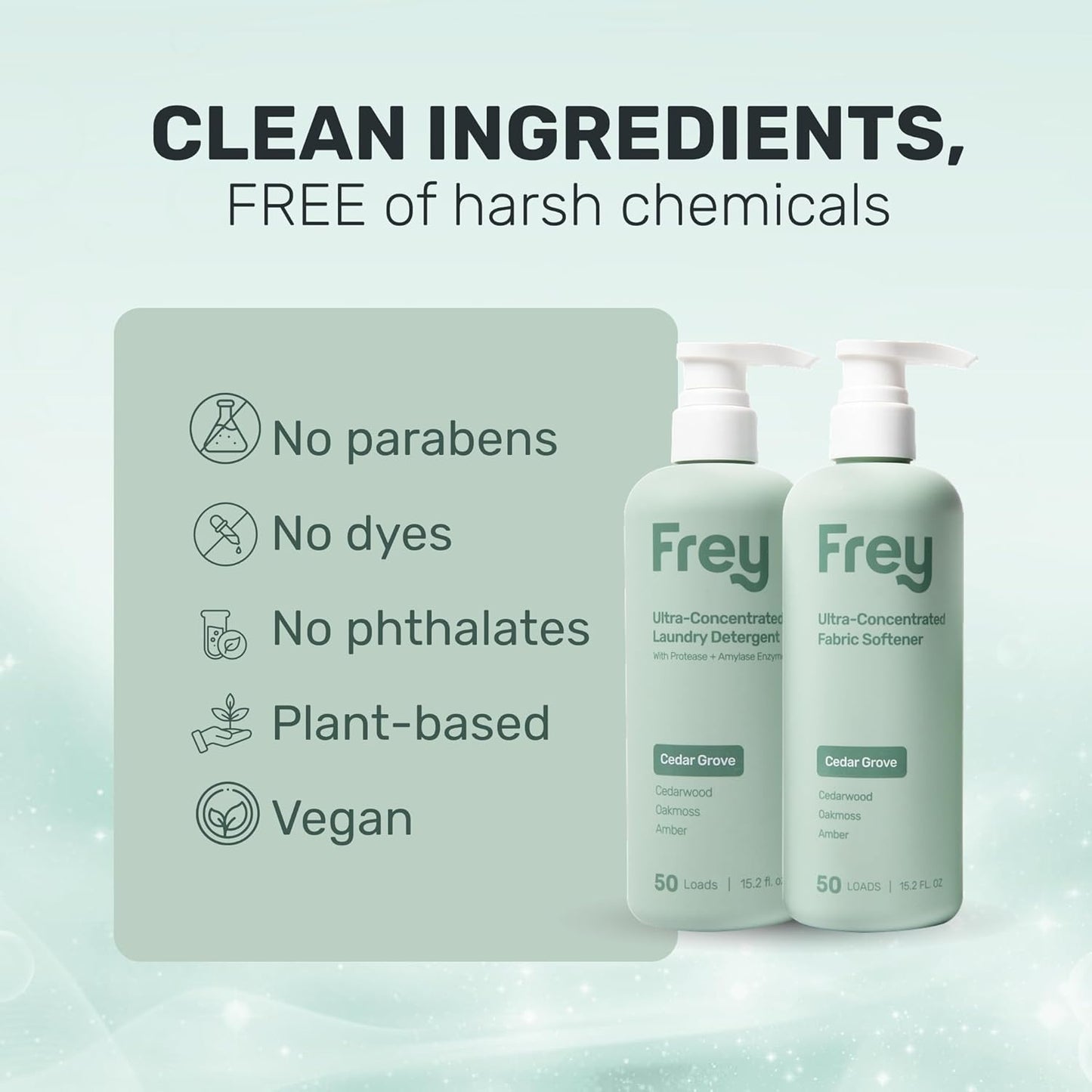 FREY Concentrated Liquid Laundry Detergent | Formulated for Sensitive Skin & HE Washers | Removes