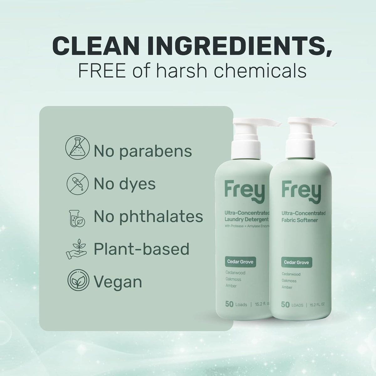 FREY Concentrated Liquid Laundry Detergent | Formulated for Sensitive Skin & HE Washers | Removes