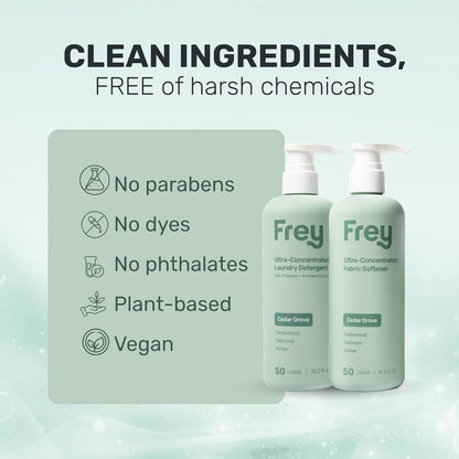 FREY Concentrated Liquid Laundry Detergent | Formulated for Sensitive Skin & HE Washers | Removes