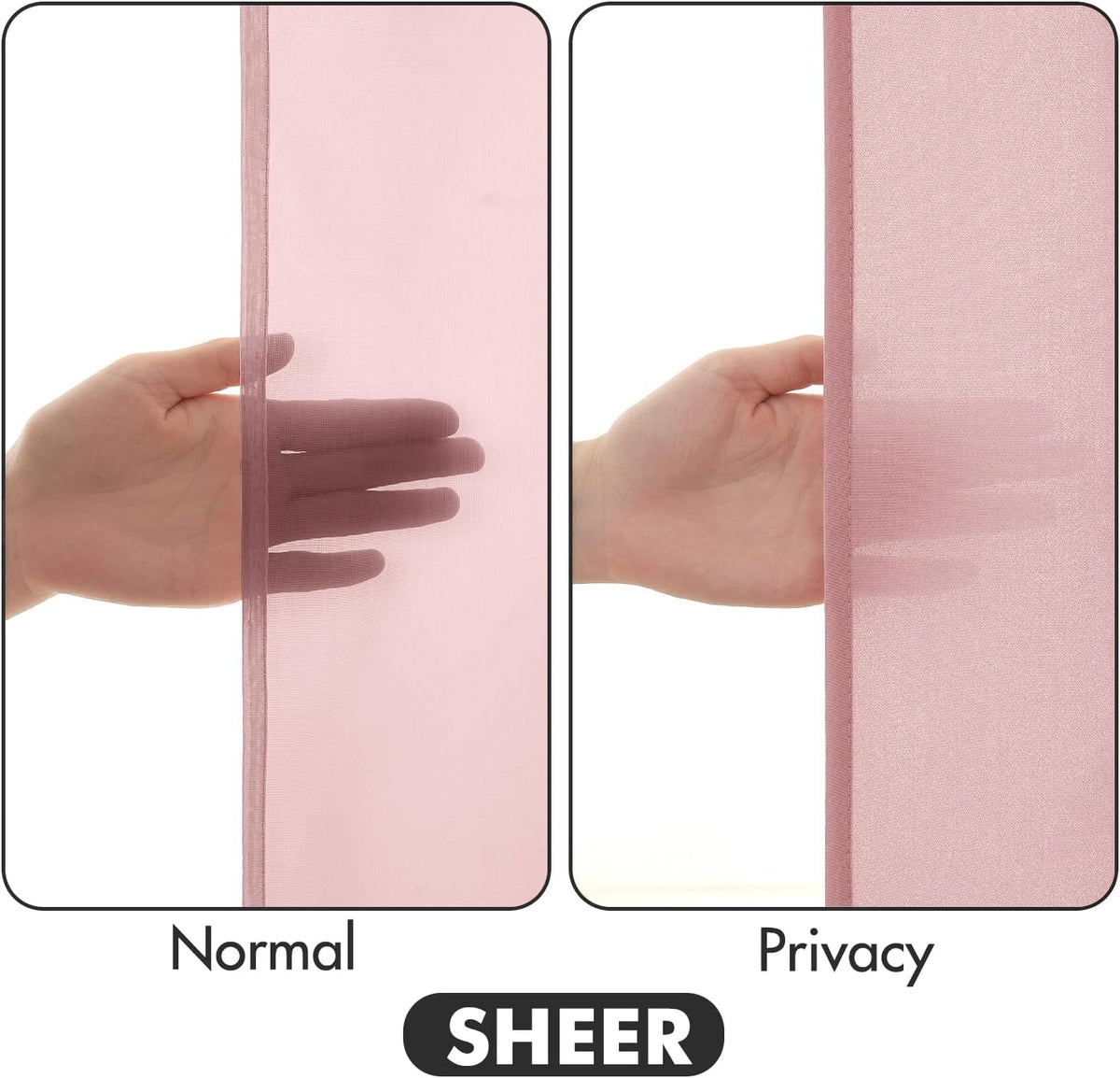 MIULEE Baby Pink Privacy Sheer Curtains That Let Light in 63 Inches Long Non-See-Through Semi Sheer