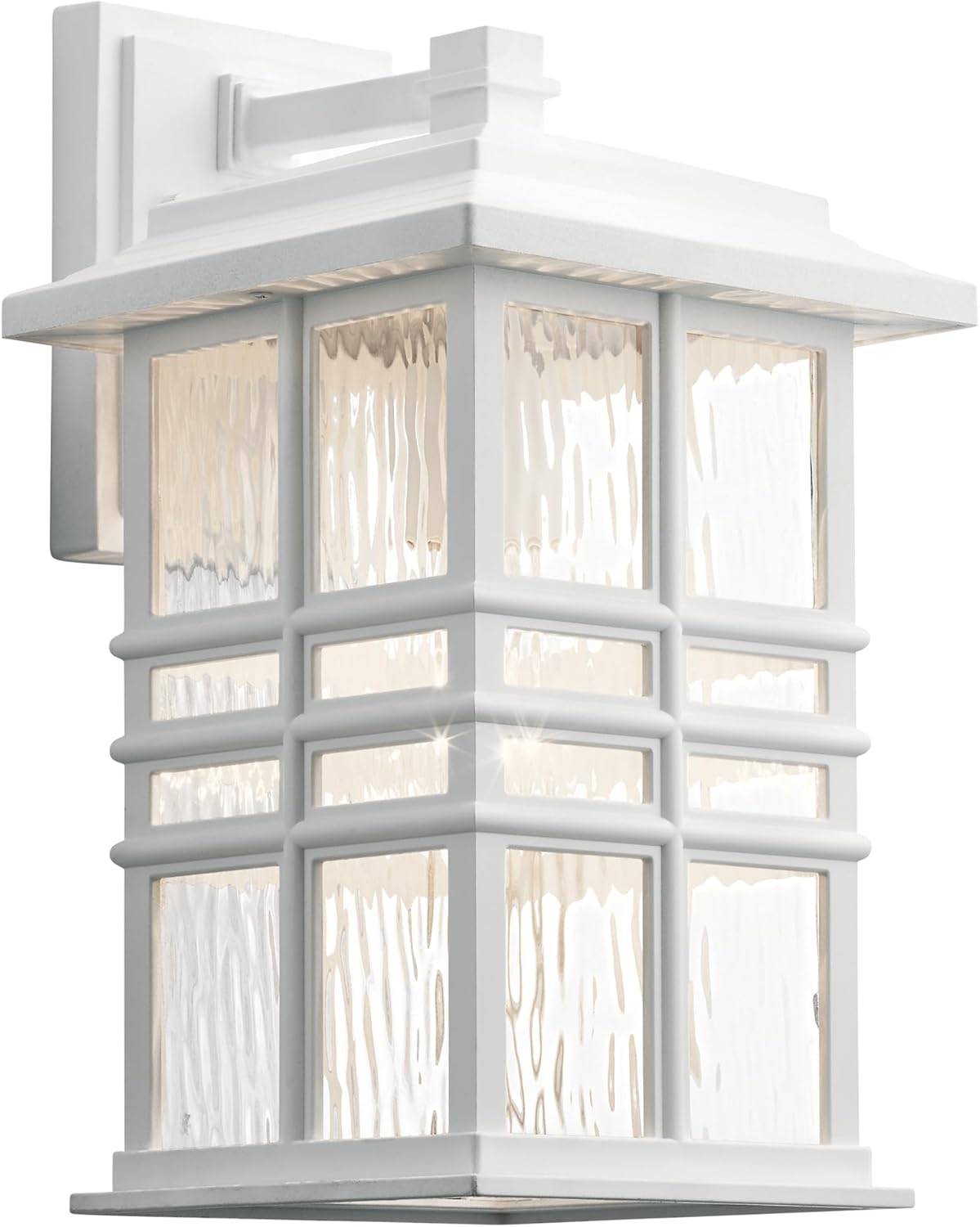 Kichler Beacon Square 14.25" Outdoor Wall Light in White, 1-Light Exterior Wall Sconce with with