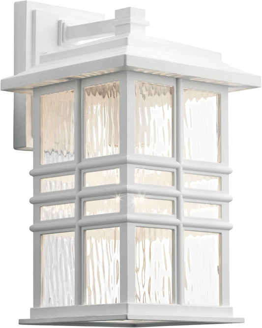 Kichler Beacon Square 14.25" Outdoor Wall Light in White, 1-Light Exterior Wall Sconce with with