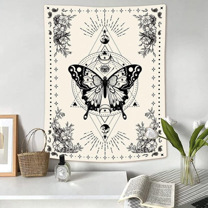 Lunerfex Boho Butterfly Tapestry Small Tapestry Tarot Tapestries Moon Phase Aesthetic Tapestries