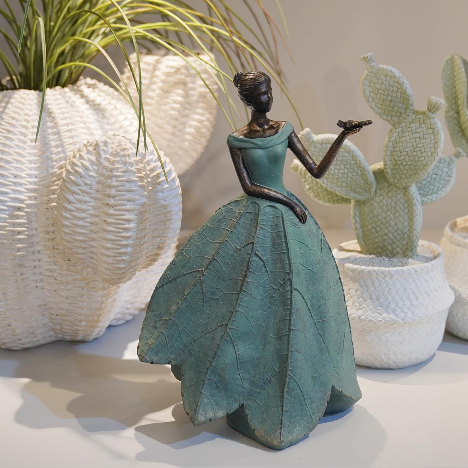 Guichifun Fairy Statue Collection Home Decoration - Leaf Angel Girls with Dragonfly Resin Home