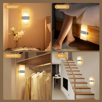 Motion Sensor Rechargeable Light, White LED Closet Light with USB-C Charging, Magnetic Mount, Auto