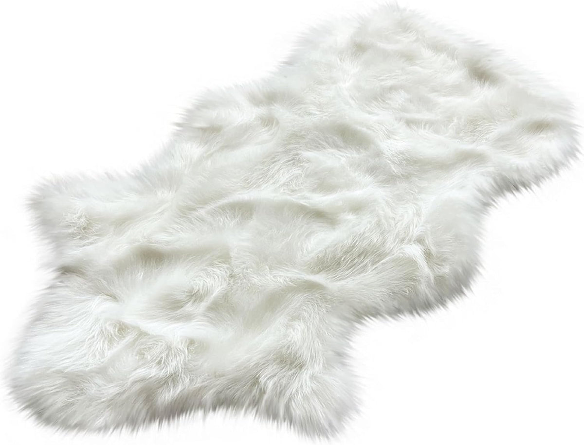 LAMBZY Faux Sheepskin Hypoallergenic Free Shape Silky Shag Rug, Luxury Shaggy Silky Plush Carpet