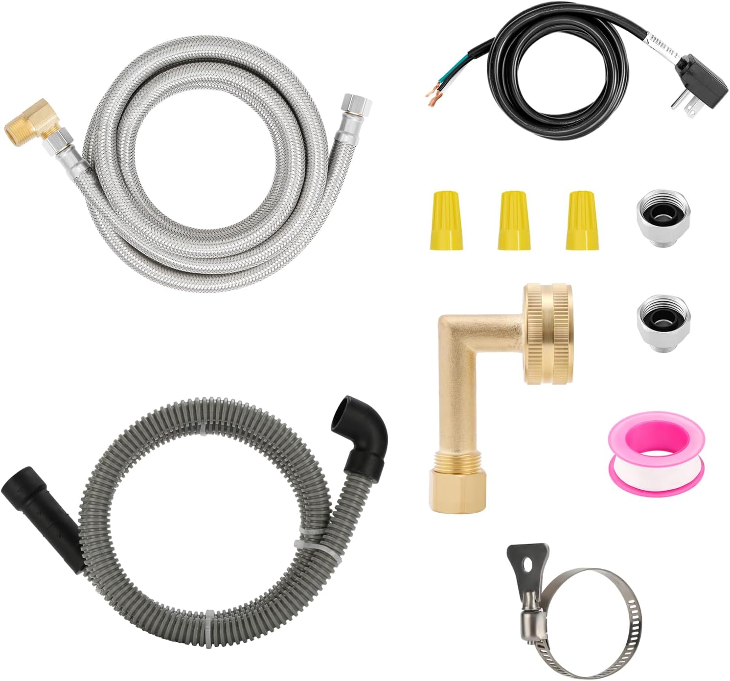 Roastove Universal Dishwasher Installation Kit,6 Ft Stainless Steel Dishwasher Hose,Burst Proof