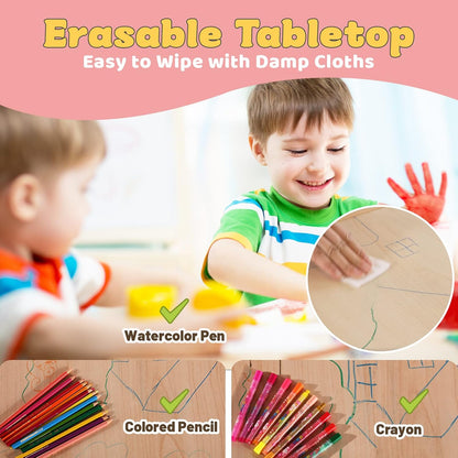 FUNLIO Kids Table and 4 Chairs Set, Height Adjustable Toddler Table and Chair Set for Ages 3-8