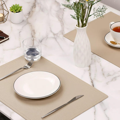 Set of 6 Faux Leather Placemats, PU Table Mats, Waterproof, Stain Resistant, Heat Resistant, Easy