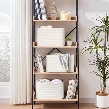 3-Pack Shelf Baskets for Organizing, Woven Storage Basket for Shelves, Cotton Rope Storage Bins for
