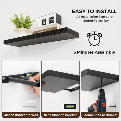 36 inch Floating Shelves Wall Shelves for Office with Invisible Brackets, 8 inch Deep Shelves for