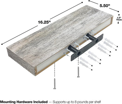 Sorbus Floating Shelves - 3 Pack 16 Inch Rustic Wall Shelves for Bedroom, Kitchen, Living Room