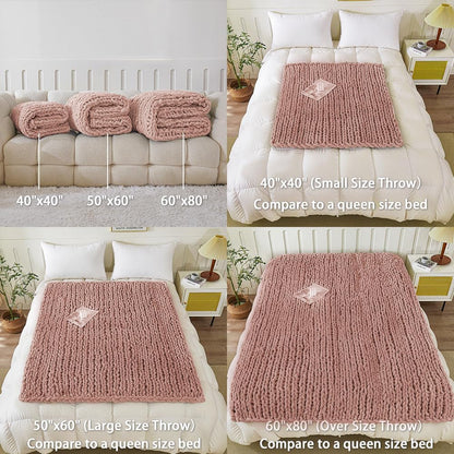 WESHIONGOO Chunky Knit Blanket Throw 50"×60" Knitted Throw Blankets for Couch Bed Fluffy Soft