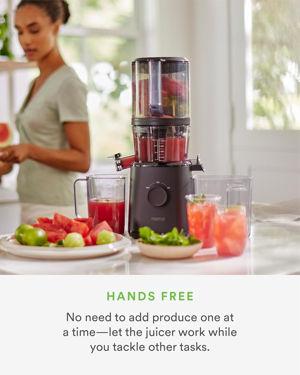 Nama J2 Cold Press Juicer – Self Feeding for Hands-Free Operation with Wide Mouth Hopper for Whole