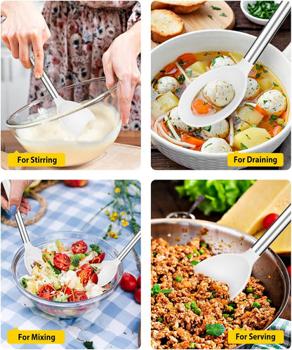 Pack of 2 Large Silicone Cooking Spoons,Non Stick Solid Basting Spoon,Heat-Resistant Kitchen