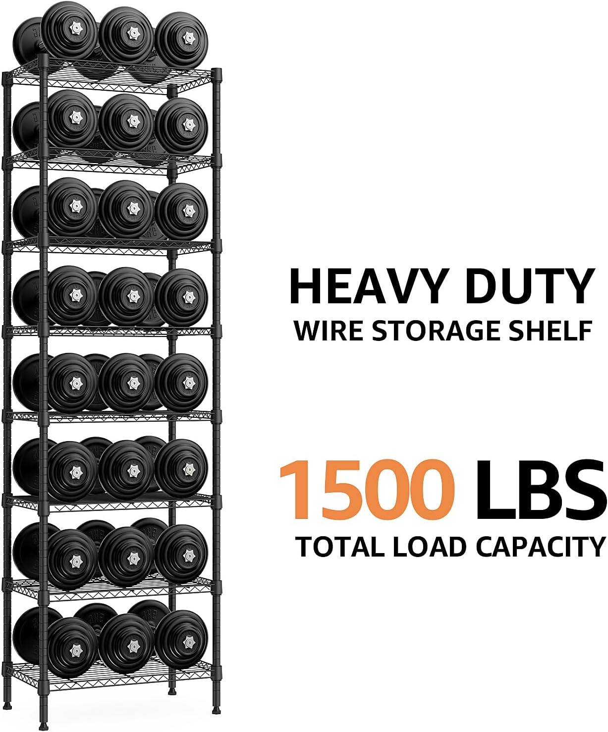 8 Tier 2000 lbs Storage Rack Metal Wire Shelving Unit, Storage Standing Shelf Organizer for Laundry