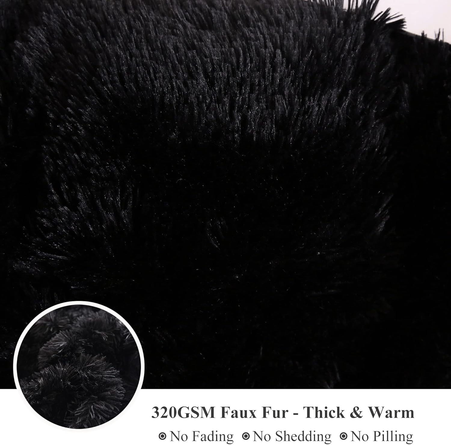 XeGe Luxury Faux Fur Throw Blanket, Black Soft 50x60 Fluffy Blanket Throw, Shaggy Plush Decorative