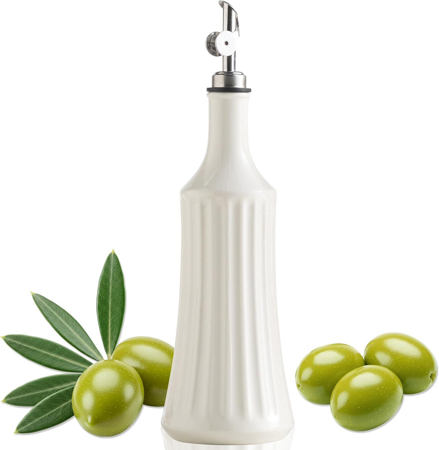 LYEOBOH Olive Oil Dispenser Bottle, Oil Dispenser for Kitchen, Ceramic Cooking Vinegar Dispensing