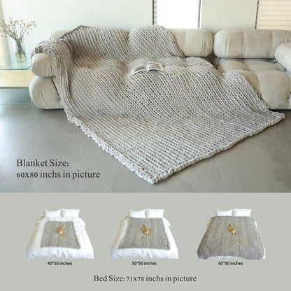 Maetoow Tighter Version Chenille Chunky Knit Blanket Throw （60×80 Inch）, Handmade Warm & Cozy
