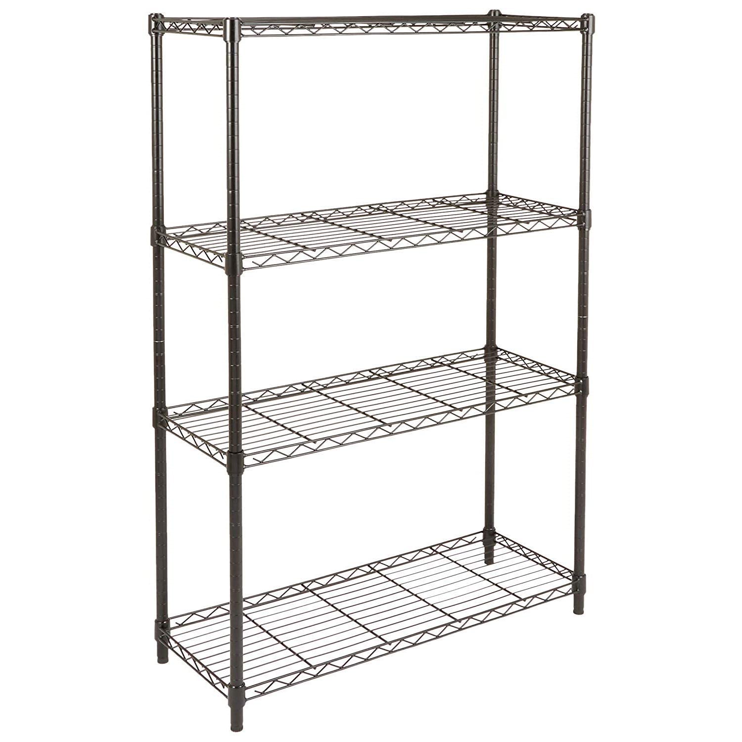 Amazon Basics 4-Shelf Adjustable Heavy Duty Steel Wire Rack Storage Shelving, Sturdy Garage