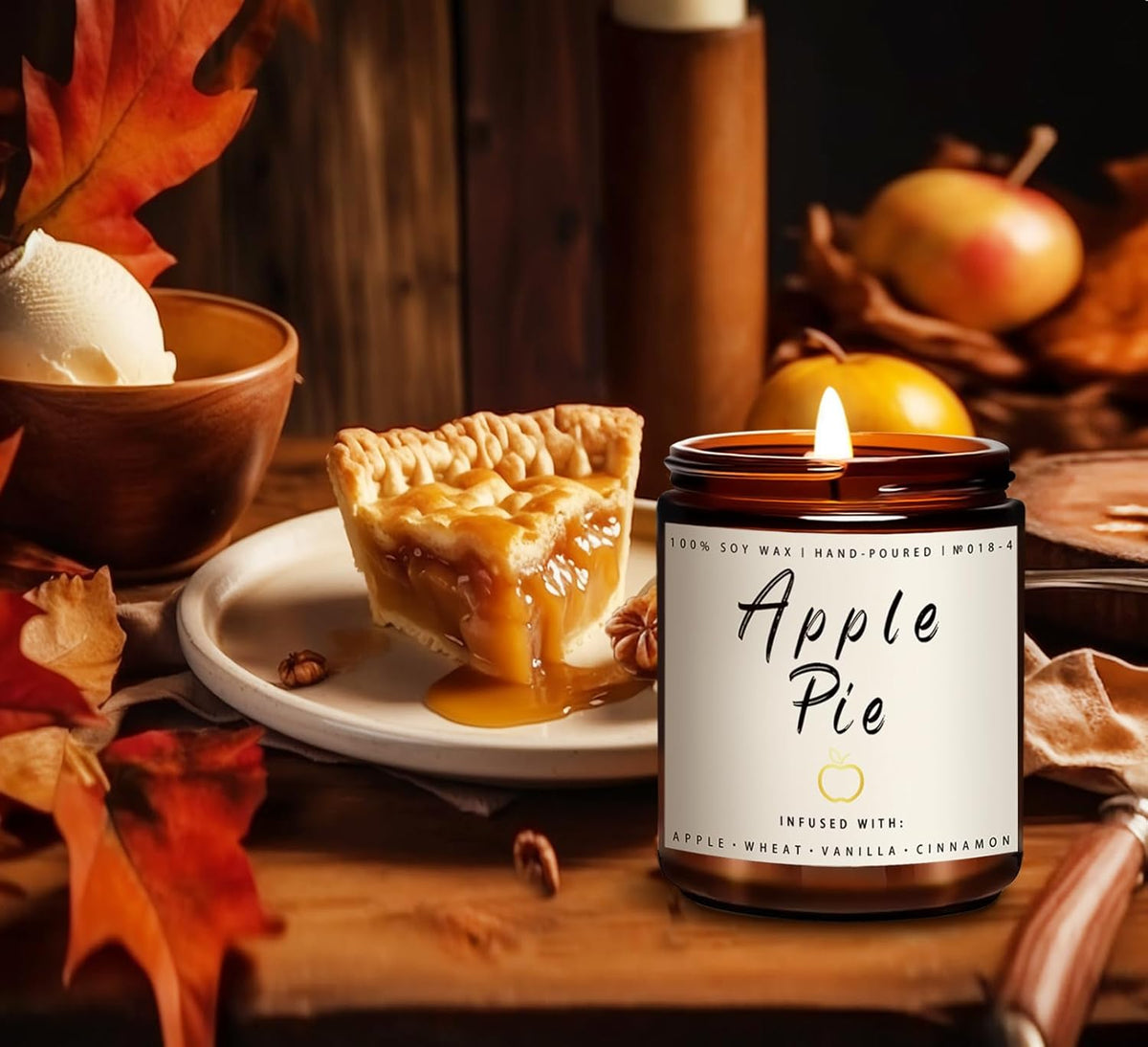 Fall Candles, Apple Pie Scented Candle for Home- Fall Scented Candles Gift Set for Women & Men