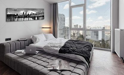 DJSYLIFE-Portland Skyline Canvas Print Modern City Landscape Wall Art USA Skyscraper Black and