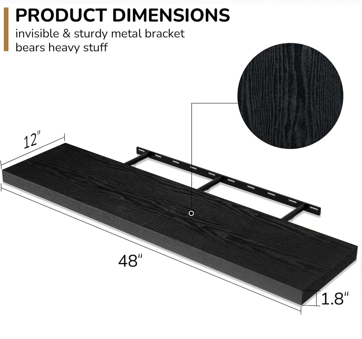 Fun Memories Floating Shelves - 12 Inch Rustic Wooden Wall Shelves - Extra Deeper & Thicker Wall