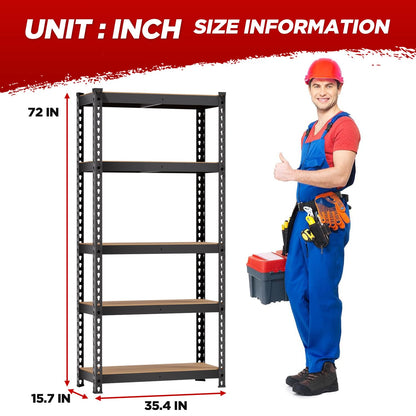 BestOffice 5 Tier Storage Shelves Adjustable Garage Shelves 15.7" D x 35.4" W x 72" H Heavy Duty