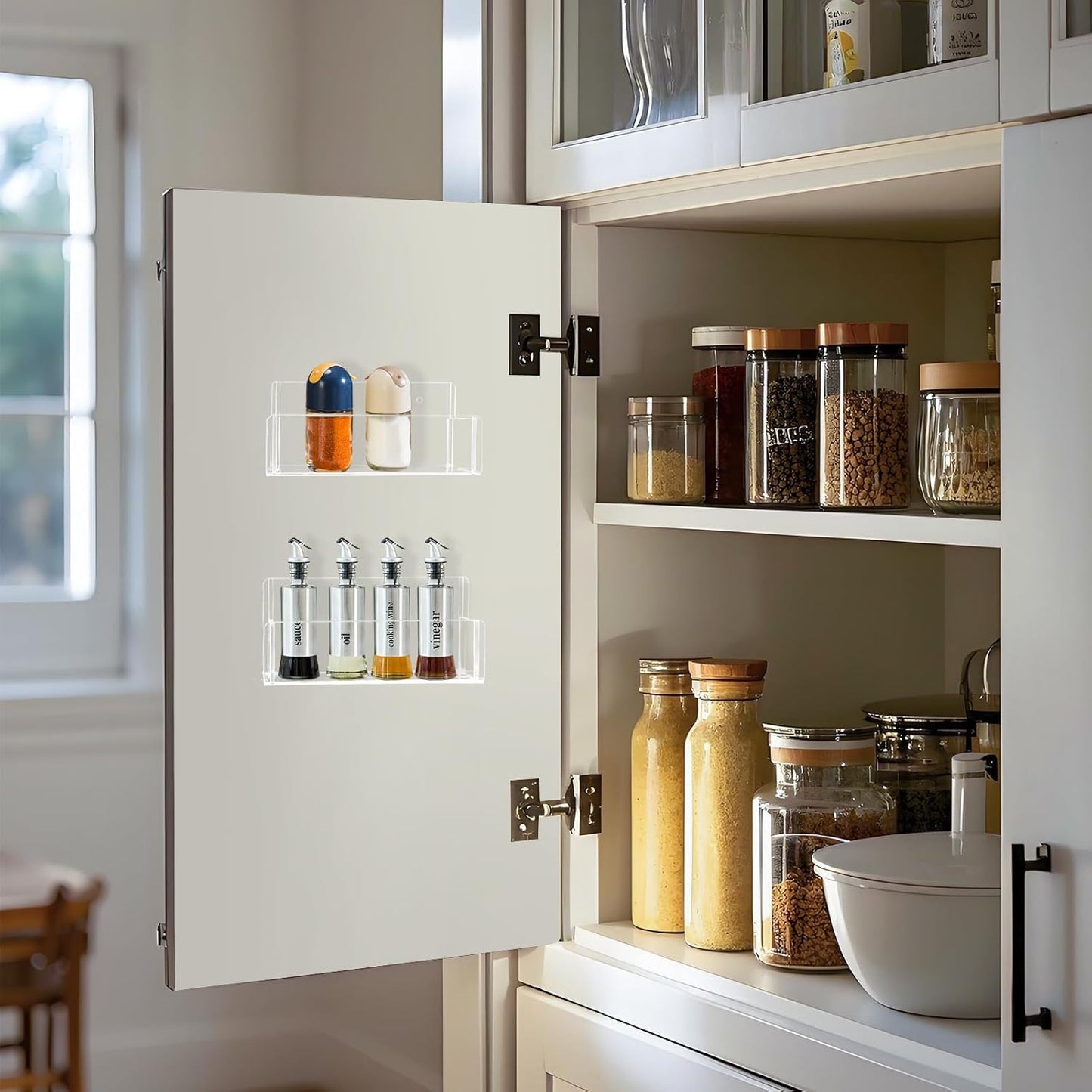 Acrylic Spice Rack Wall Mount-6 Inch, Clear Spice Shelf Storage Holder, 4 Pack Hanging Seasoning