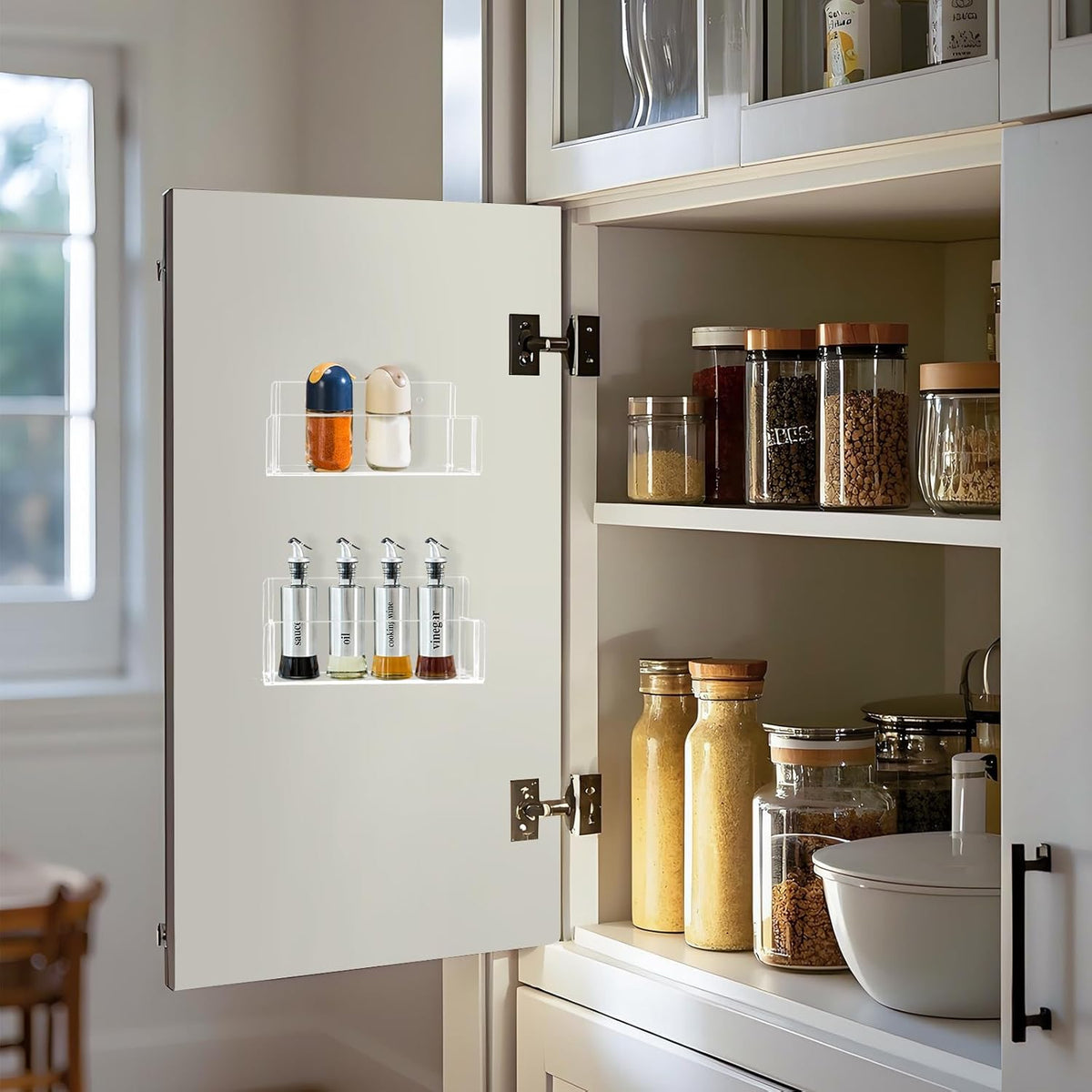 Acrylic Spice Rack Wall Mount-6 Inch, Clear Spice Shelf Storage Holder, 4 Pack Hanging Seasoning