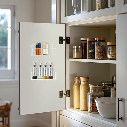 Acrylic Spice Rack Wall Mount-6 Inch, Clear Spice Shelf Storage Holder, 4 Pack Hanging Seasoning