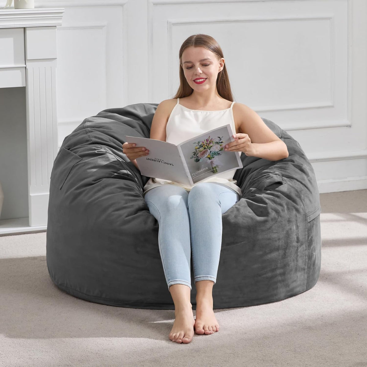 Hobestluk 3FT Bean Bag Chair Giant Bean Bag Chairs for Adults Large Bean Chairs with Removable