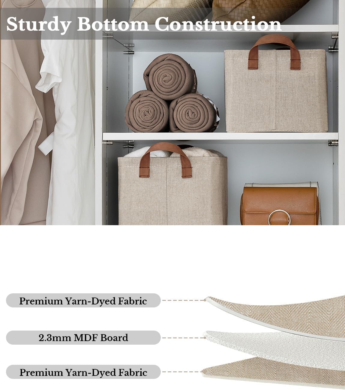 StorageWorks Storage Bins, Fabric Storage Bins for Shelves, Storage Baskets with Metal Frame